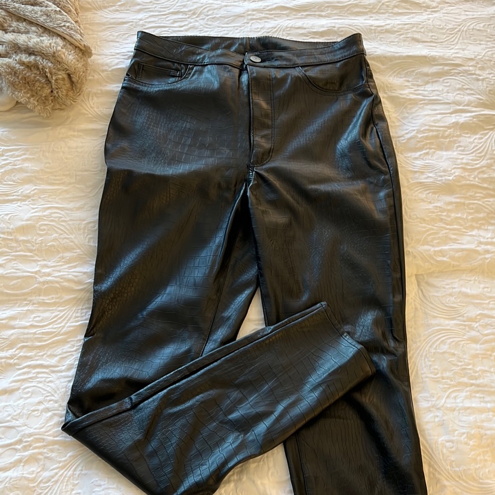 H&M Crocodile Faux Leather Pants